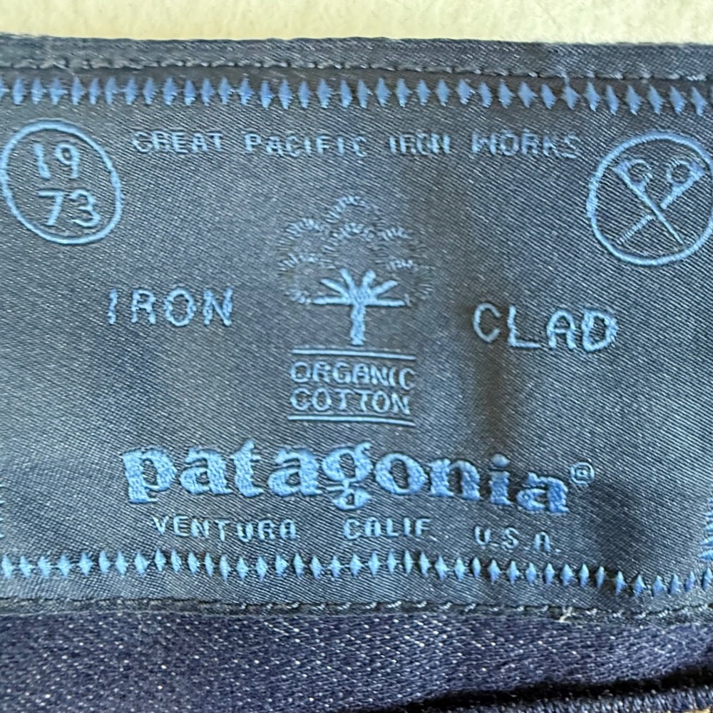 Patagonia Straight Fit Jeans Mens 36x32 Organic Cotton Stretch Dark Wash Indigo - Picture 6 of 12